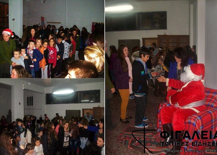 Πολιτιστικός Σύλλογος Νέας Φιγαλείας:Ούρες παιδιών για.. τον Άι Βασίλη στην Πρωτοχρονιάτικη Γιορτή