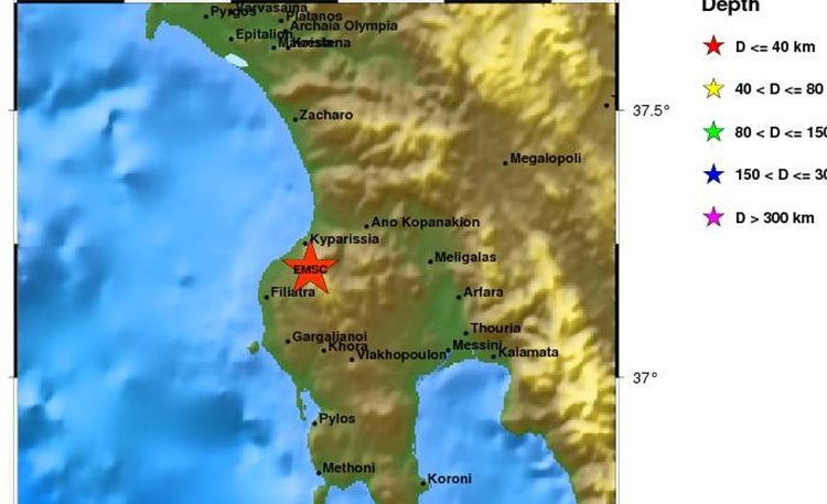 Ισχυρή σεισμική δόνηση 4,4 Ρίχτερ στην Κυπαρισσία
