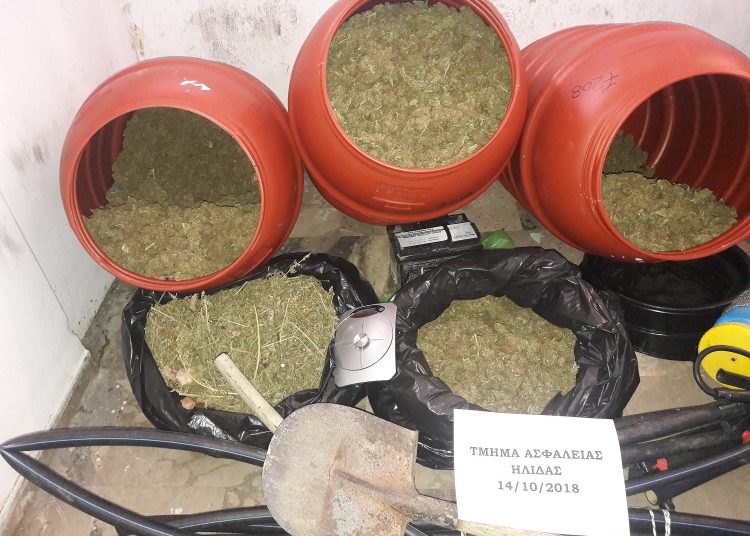 Κατασχέθηκαν περισσότερα από 34 κιλά κάνναβης στην Ηλεία