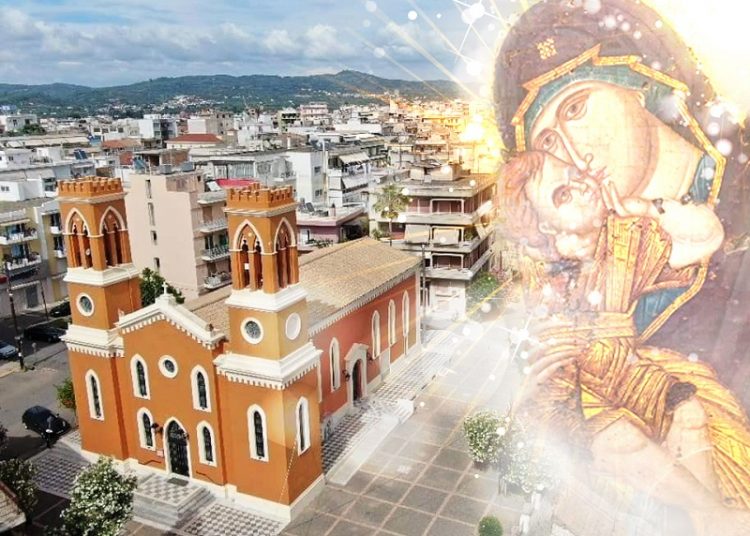 Η σεπτή εικόνα της Παναγιάς Γλυκοφιλούσας, στον Ιερό Ναό Αγίας Κυριακής Πύργου