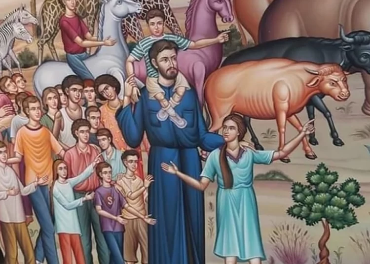 Κιβωτός του Κόσμου: Ο πατέρας Αντώνιος σε… αγιογραφία ως Νώε μαζί με την πρεσβυτέρα