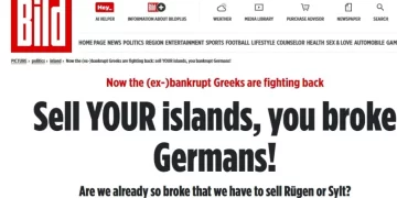 Bild: «Χρεοκοπημένοι Γερμανοί πουλήστε τα νησιά σας – Οι Έλληνες αντεπιτίθενται»