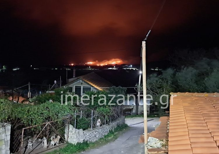 Ζάκυνθος: Μεγάλη φωτιά ξέσπασε με ισχυρούς ανέμους να ενισχύουν τις φλόγες