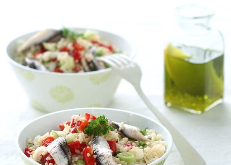 Κουσκούς με γαύρο μαρινάτο και πιπεριά