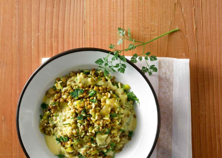 Φακές με καυκαλήθρες και ρύζι, αυγολέμονο