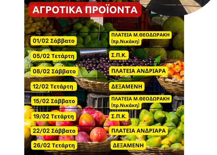 Πύργος: Το προσεχές πρόγραμμα των λαϊκών αγορών