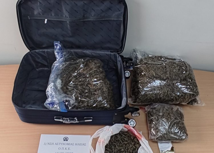 Πύργος: Τους πιάσανε με 6 κιλά κάνναβη μέσα σε βαλίτσα