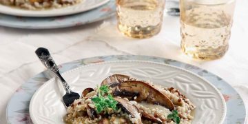 Ριζότο με φακές και ψητά μανιτάρια