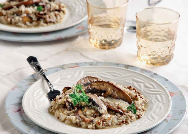 Ριζότο με φακές και ψητά μανιτάρια