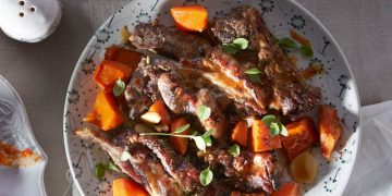 Μοσχαρίσια μπριζολάκια με κολοκύθα, μέλι και λεμόνι