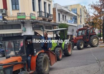 Πύργος: Πορεία αγροτών με τρακτέρ και απεργών δημοσίου στη πόλη