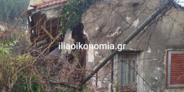 Κατάκολο: Ζημιές από την έντονη βροχόπτωση-Κάτοικοι βγήκαν από τα σπίτια τους λόγω επικίνδυνου βράχου