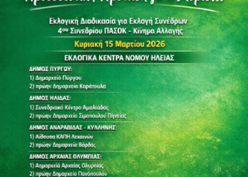 ΠΑΣΟΚ – Συνέδριο: Τα 11 Εκλογικά Κέντρα και οι Υποψήφιοι Σύνεδροι στην Ηλεία (Κυριακή 15/3)